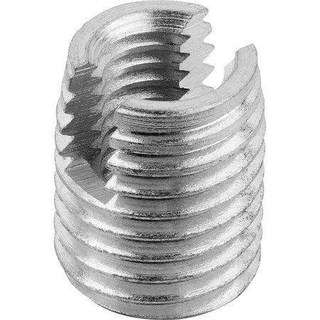 Threaded Insert Self-Tapping, W. Cutting Slit, M12, L=22, Steel Electro  Zinc-Plated